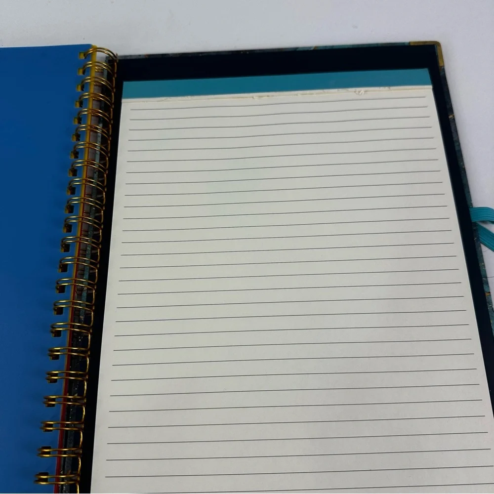 Turquoise Blue & Metallic Marble Spiral Clipboard Folio with Pocketed Dividers